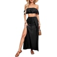 thumbnail image 1 of EASYBRA Womens Sexy Two Piece Vacation Set Sleeveless Top Long Split Maxi Skirt Beach Cover Up Outfit, 1 of 7