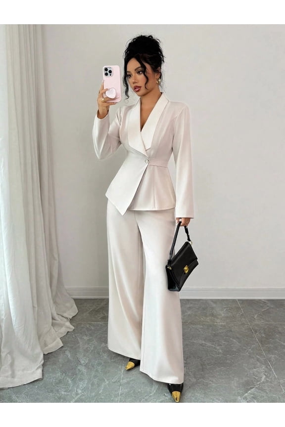 Women Blazer Pants Set Work Office Suit S-XXL Fall Elegant Outfit