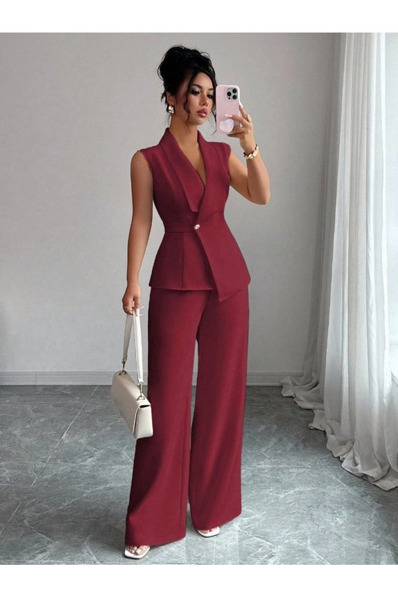 Women Blazer Pants Set Work Office Suit S-XXL Fall Elegant Outfit