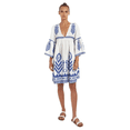 thumbnail image 1 of EASYBRAUS Women Bohemian V Neck Print Midi Dress Spring Casual A Line Vacation Dress, 1 of 4