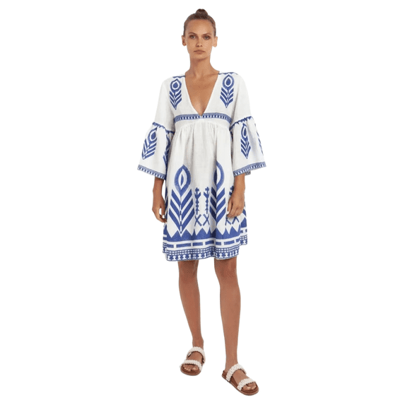EASYBRAUS Women Bohemian V Neck Print Midi Dress Spring Casual A Line Vacation Dress