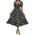 thumbnail image 1 of EASYBRAUS Women Floral Square Neck Puff Sleeve A Line Summer Dress Casual Midi Dress, 1 of 8
