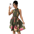 thumbnail image 1 of EASYBRAUS Women Halter Neck Summer Floral Dress Sleeveless Pleated Vacation Dress, 1 of 4