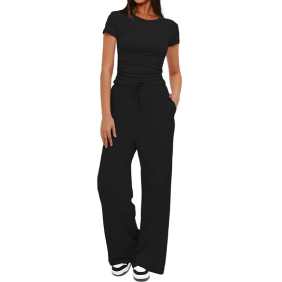 EASYBRAUS Womens Wide Leg Tracksuit Set High Waist Casual Lounge XS XXL