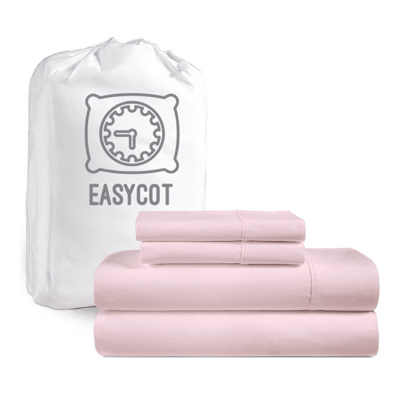 EASYCOT 4 Piece 1000 Thread Count Ultra Soft Egyptian Cotton Bed Sheet Set - 10" Inches Deep Pocket ,Wrinkle Resistant & Fade Resistant, Luxury Sheet Set - Pink, Twin - XL