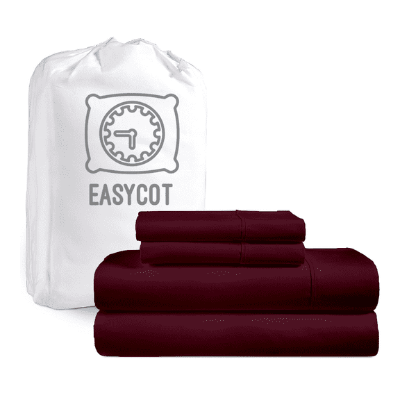 EASYCOT 4 Piece 1000 Thread Count Ultra Soft Egyptian Cotton Bed Sheet Set - 10" Inches Deep Pocket ,Wrinkle Resistant & Fade Resistant, Luxury Sheet Set - Wine, Full