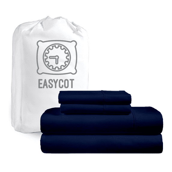 EASYCOT 4 Piece 1000 Thread Count Ultra Soft Egyptian Cotton Bed Sheet Set - 12" Inches Deep Pocket ,Wrinkle Resistant & Fade Resistant, Luxury Sheet Set - Navy Blue, California King