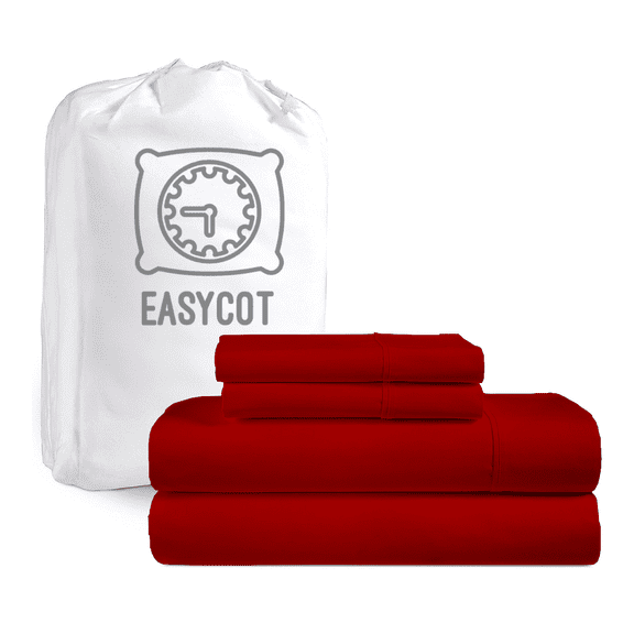 EASYCOT 4 Piece 1000 Thread Count Ultra Soft Egyptian Cotton Bed Sheet Set - 12" Inches Deep Pocket ,Wrinkle Resistant & Fade Resistant, Luxury Sheet Set - Red, Twin - XL