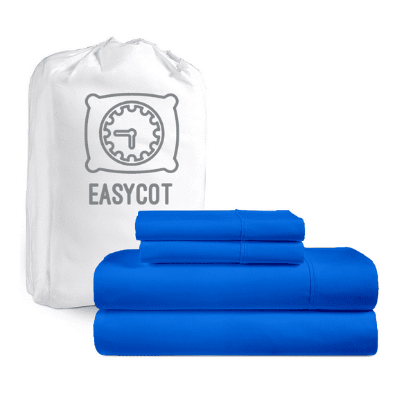 EASYCOT 4 Piece 1000 Thread Count Ultra Soft Egyptian Cotton Bed Sheet Set - 15" Inches Deep Pocket ,Wrinkle Resistant & Fade Resistant, Luxury Sheet Set - Egyptian Blue, Full