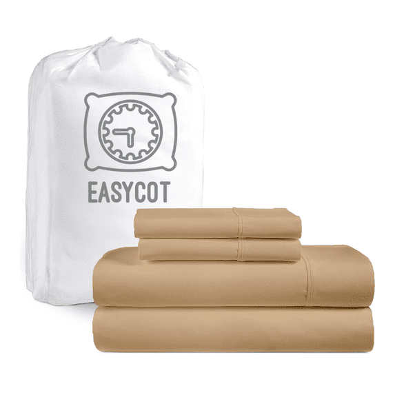 EASYCOT 4 Piece 1000 Thread Count Ultra Soft Egyptian Cotton Bed Sheet Set - 18" Inches Deep Pocket ,Wrinkle Resistant & Fade Resistant, Luxury Sheet Set - Taupe, Full