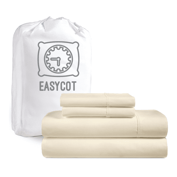 EASYCOT 4 Piece 1000 Thread Count Ultra Soft Egyptian Cotton Bed Sheet Set - 21" Inches Deep Pocket ,Wrinkle Resistant & Fade Resistant, Luxury Sheet Set - Ivory, Twin - XL