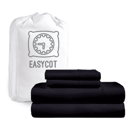 EASYCOT 600 Thread Count Ultra Soft Egyptian Cotton 4 Piece Bed Sheet Set - 10" Inches Deep Pocket ,Wrinkle Resistant & Fade Resistant, Luxury Sheet Set - Black, Full