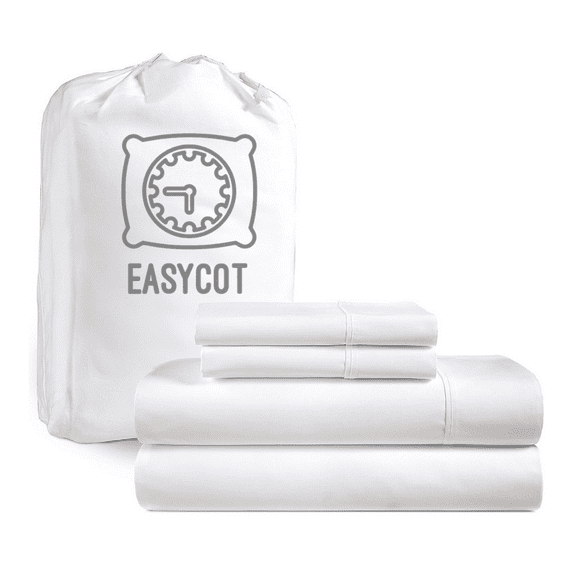EASYCOT 600 Thread Count Ultra Soft Egyptian Cotton 4 Piece Bed Sheet Set - 10" Inches Deep Pocket ,Wrinkle Resistant & Fade Resistant, Luxury Sheet Set - White, California King