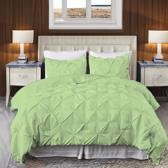 EASYCOT 800 TC 100% Egyptian Cotton 3 Pieces Pinch Pleated Duvet Cover Set Sage , Super King Plus (120X120)