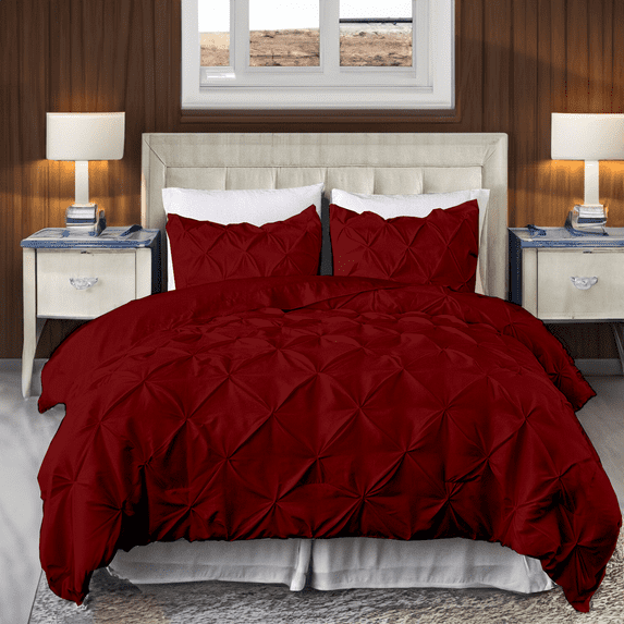 EASYCOT 800 TC Soft 100% Egyptian Cotton 1 Pieces Pinch Pleated Duvet Cover Burgandy , Oversized King (120x98)