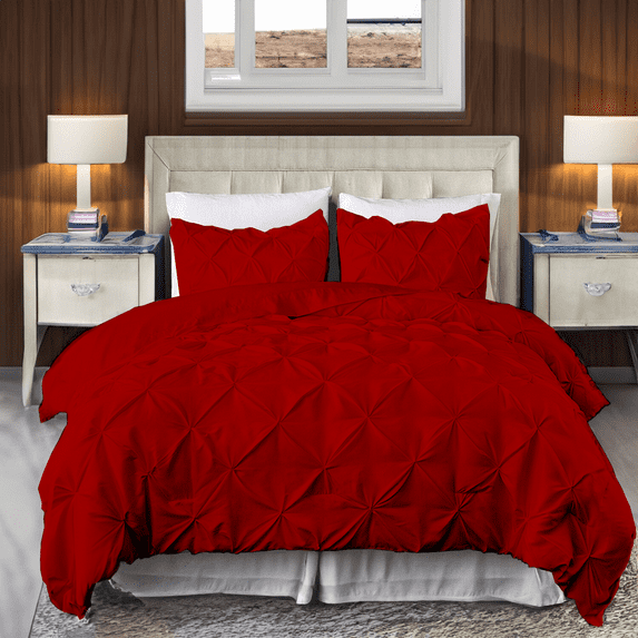 EASYCOT 800 TC Soft 100% Egyptian Cotton 1 Pieces Pinch Pleated Duvet Cover Red , Oversized King (120x98)