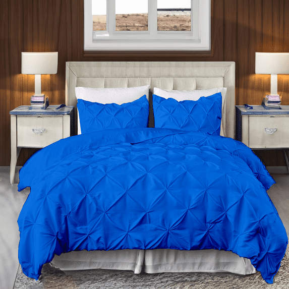 EASYCOT 800 TC Soft 100% Egyptian Cotton 5 Pieces Pinch Pleated Duvet Cover Set Egyptian Blue , King/Cal King (94x104)