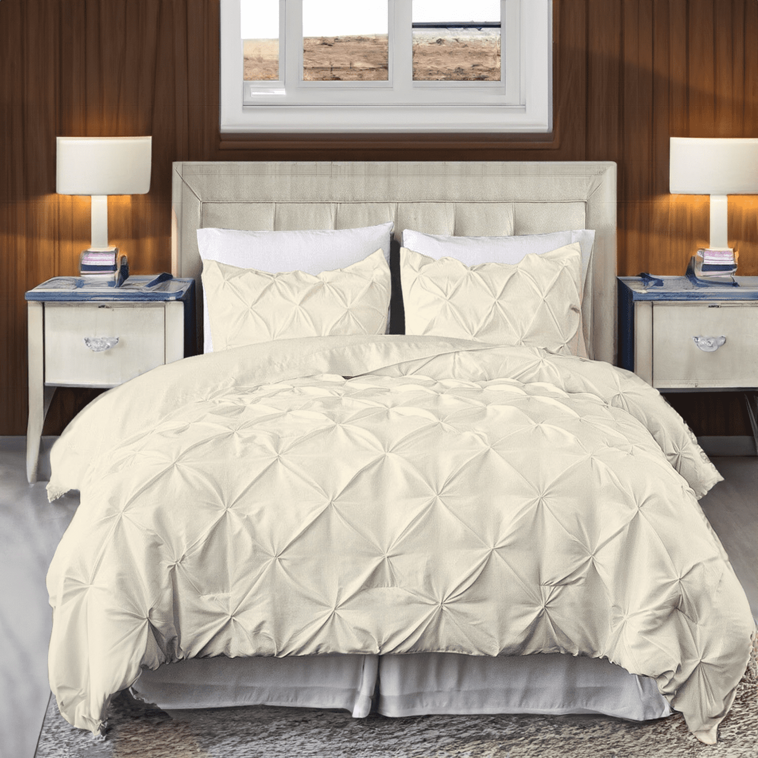 EASYCOT 800 TC Soft 100 Egyptian Cotton 5 Pieces Pinch Pleated Duvet