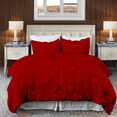 thumbnail image 1 of EASYCOT 800 TC Soft 100% Egyptian Cotton 5 Pieces Pinch Pleated Duvet Cover Set Red , Eastern King Size (118x110), 1 of 6