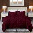 thumbnail image 1 of EASYCOT 800 TC Soft 100% Egyptian Cotton 5 Pieces Pinch Pleated Duvet Cover Set Wine , Full/Queen (90x90), 1 of 6