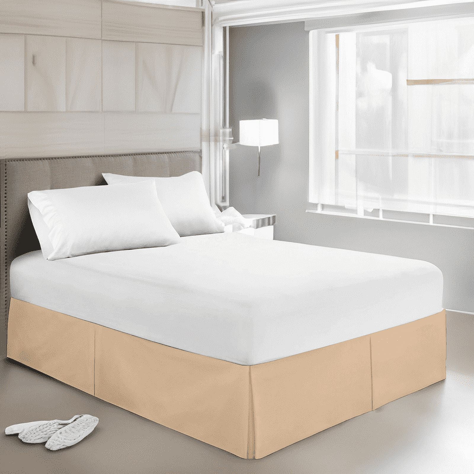 EASYCOT 800 Thread Count 100% Egyptian Cotton Hotel Quality Luxurious Box Pleated Bed Skirt Easy Fit with&nbsp;16" Drop Length ( Beige , Twin - XL )