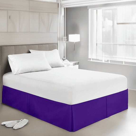 EASYCOT 800 Thread Count 100% Egyptian Cotton Hotel Quality Luxurious Box Pleated Bed Skirt Easy Fit with 16" Drop Length ( Purple , Full )