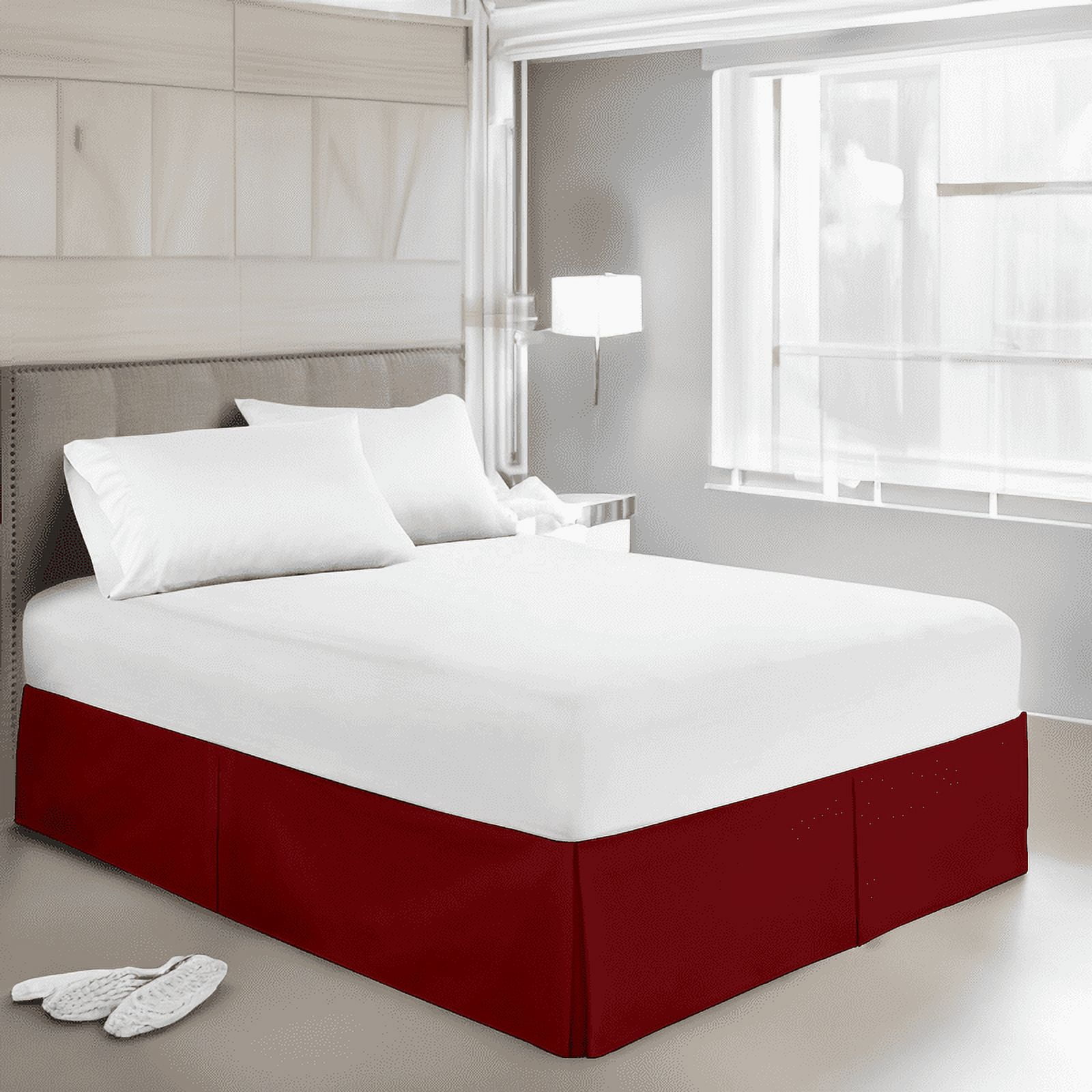 EASYCOT 800 Thread Count 100% Egyptian Cotton Hotel Quality Luxurious Box Pleated Bed Skirt Easy Fit with&nbsp;18" Drop Length ( Burgandy , California King )