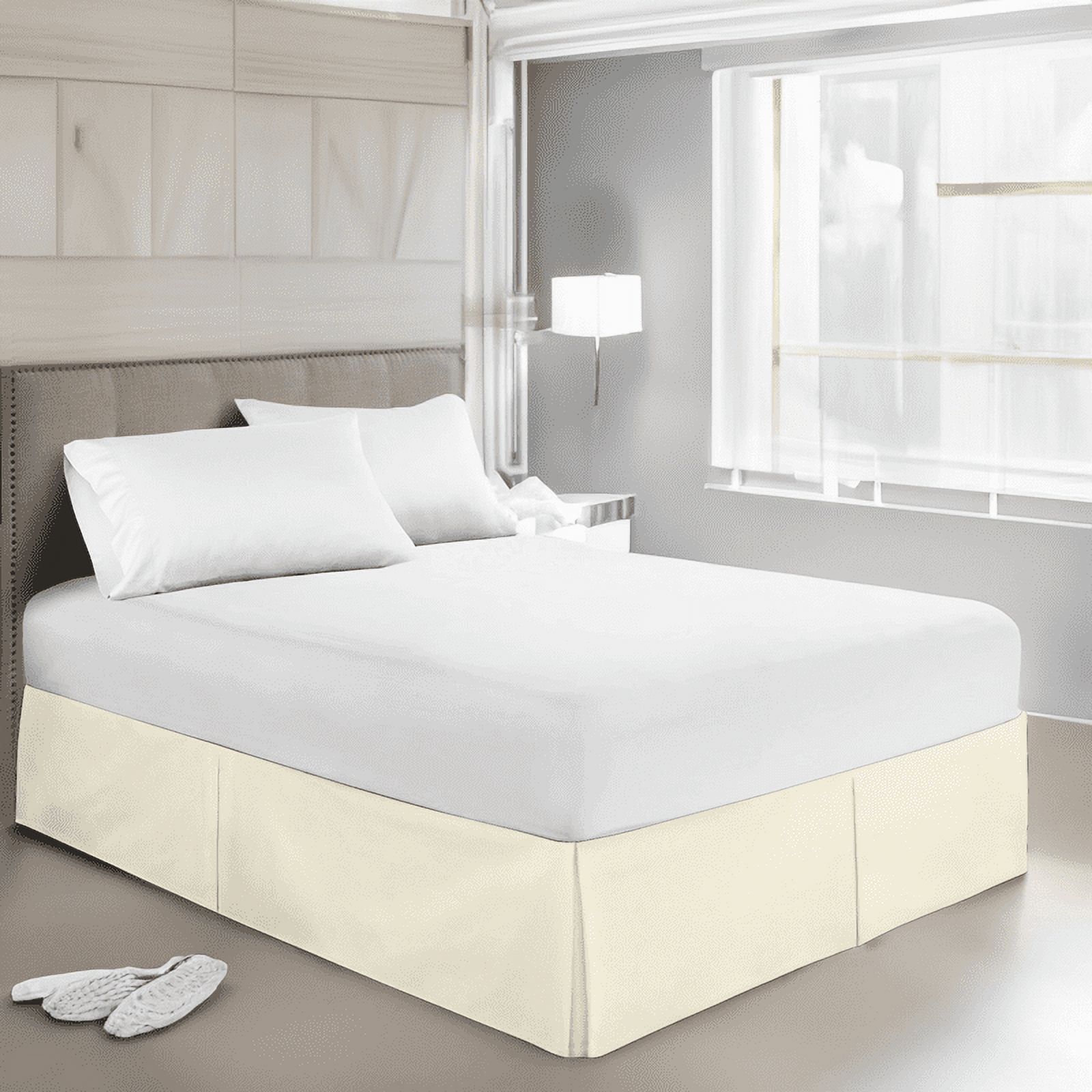 EASYCOT 800 Thread Count 100% Egyptian Cotton Hotel Quality Luxurious Box Pleated Bed Skirt Easy Fit with&nbsp;21" Drop Length ( Ivory , Full )