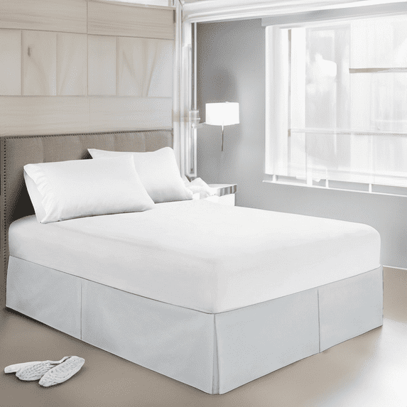 EASYCOT 800 Thread Count 100% Egyptian Cotton Hotel Quality Luxurious Box Pleated Bed Skirt Easy Fit with 21" Drop Length ( Silver , Twin - XL )