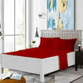 thumbnail image 1 of EASYCOT 800 Thread Count 100% Egyptian Cotton Waterbed Sheets Set 4Pc Set Attached with Fitted Sheet 14" Deep Pocket Attached Waterbed Sheet (Red , Queen), 1 of 5