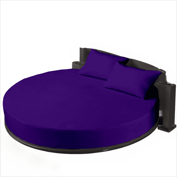 EASYCOT 800TC Egyptian Cotton Round Bed Sheet Set 12" Deep Pocket Purple, 76" Diameter
