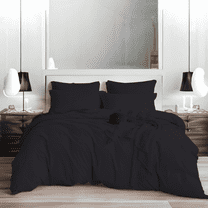 EASYCOT 800TC Soft 100% Egyptian Cotton Solid Duvet Cover Set 3 Pieces Breathable Bedding Set with Zipper Closure Long Staple - Comforter Cover - Black , Twin