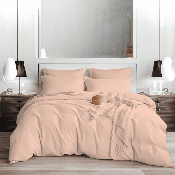 EASYCOT 800TC Soft Egyptian Cotton Duvet Cover1 Pieces Breathable Bedding Set with Zipper Closure Long Staple - Comforter Cover - Peach , Twin/Twin XL (68x90)
