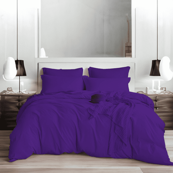EASYCOT 800TC Soft Egyptian Cotton Duvet Cover1 Pieces Breathable Bedding Set with Zipper Closure Long Staple - Comforter Cover - Purple , Eastern King Size (118x110)
