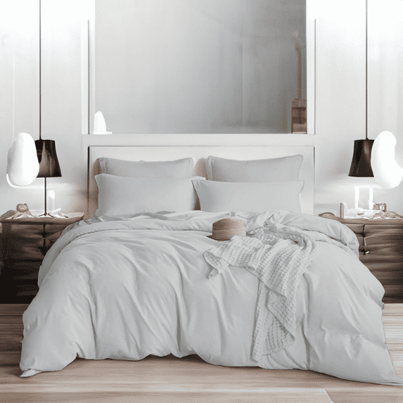 EASYCOT 1000TC Soft Egyptian Cotton Duvet Cover 1 Pieces Breathable Bedding Set with Zipper Closure Long Staple - Comforter Cover - Silver , King/Cal King (94x104)