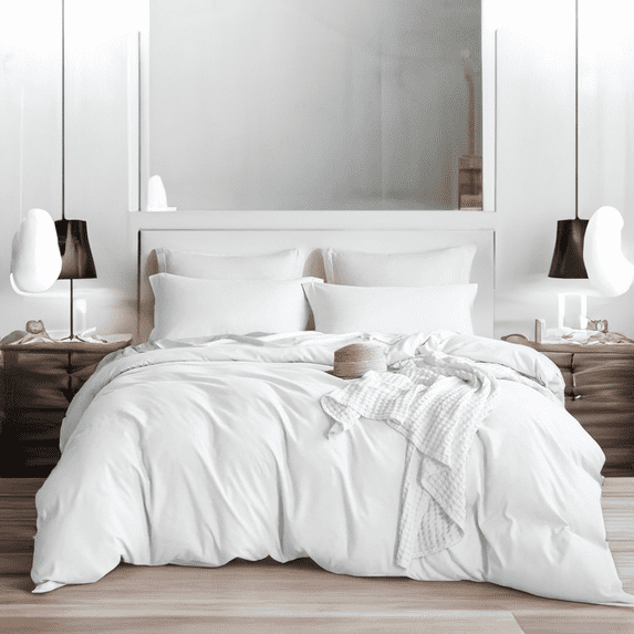 EASYCOT 800TC Soft Egyptian Cotton Duvet Cover1 Pieces Breathable Bedding Set with Zipper Closure Long Staple - Comforter Cover - White , Super King (98x108)