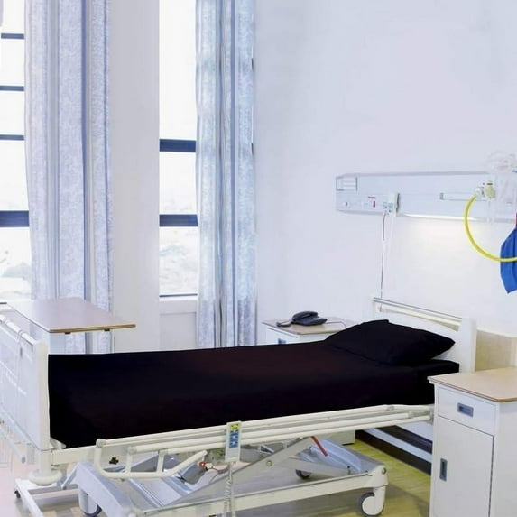 EASYCOT Hospital Bed 3 Piece Sheet Set- 600 TC Sheets 100% Soft Egyptian Cotton - for Hospital Bed Sheets - 8" Deep Pocket Twin - Standard Size ( Black )