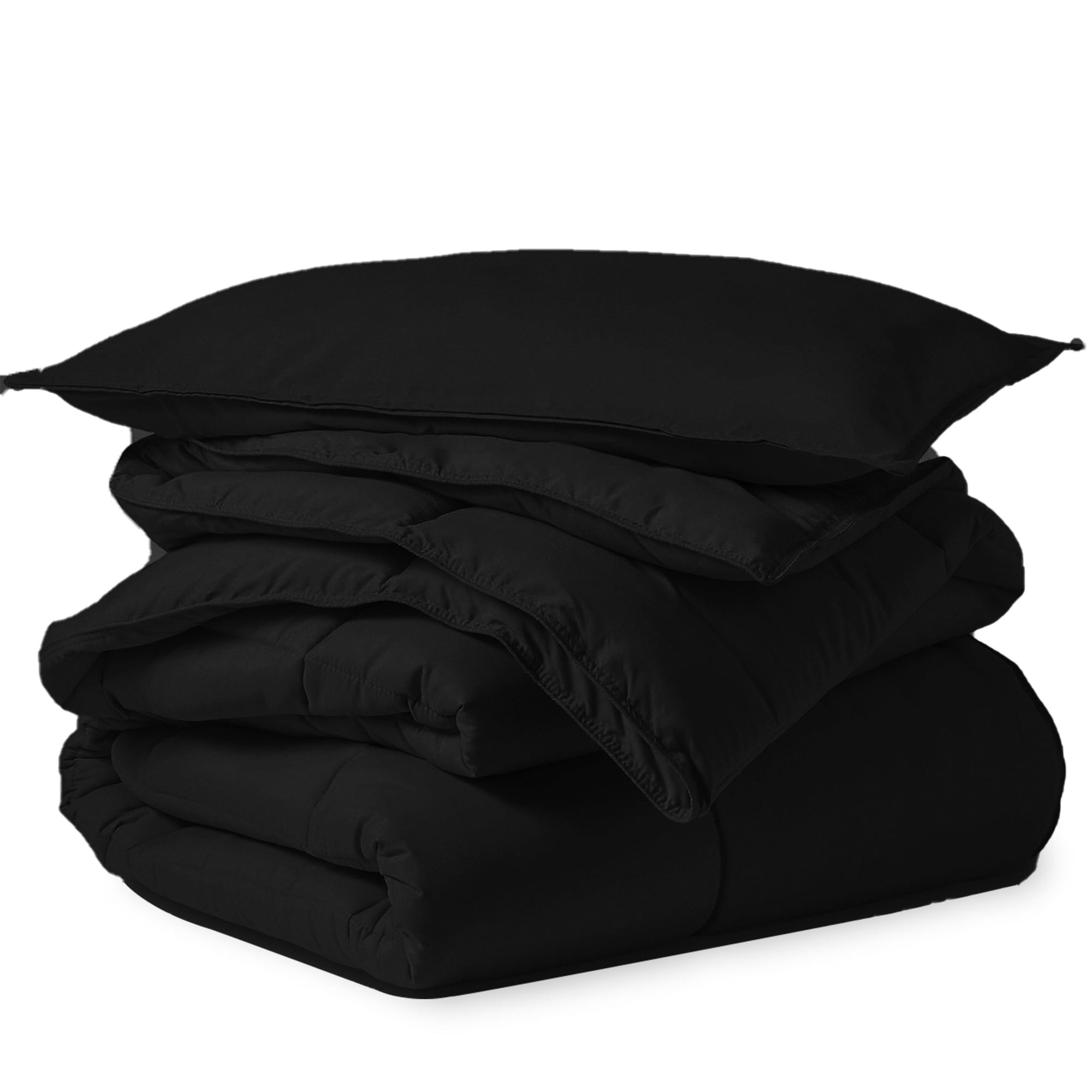 EASYCOT Luxurious Feather Down Alternative Comforter, Hotel Collection Duvet Insert Comforter for All Season,100% Soft Egyptian Cotton Shell with Corner Tabs 400 GSM Black , California King