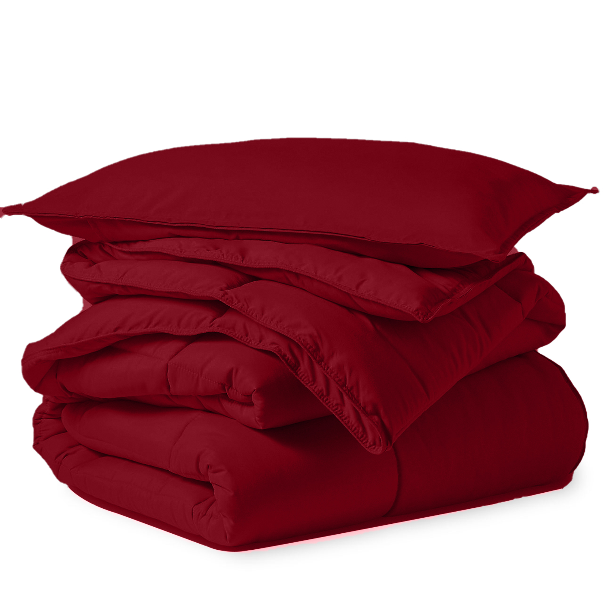 EASYCOT Luxurious Feather Down Alternative Comforter, Hotel Collection Duvet Insert Comforter for All Season,100% Soft Egyptian Cotton Shell with Corner Tabs 400 GSM Burgundy , Twin