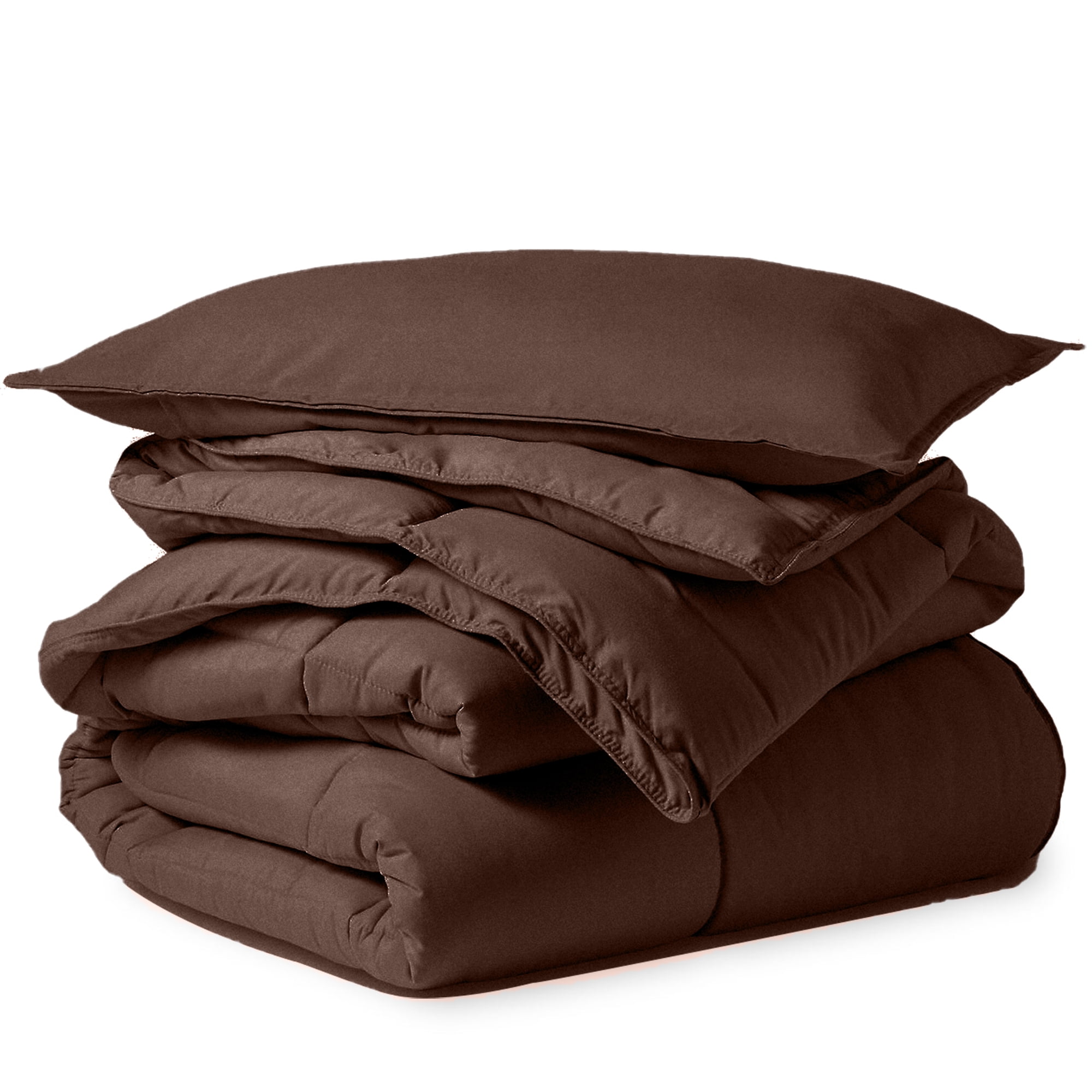 EASYCOT Luxurious Feather Down Alternative Comforter, Hotel Collection Duvet Insert Comforter for All Season,100% Soft Egyptian Cotton Shell with Corner Tabs 400 GSM Chocolate , California King