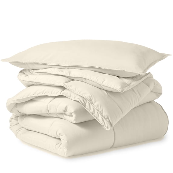 EASYCOT Luxurious Feather Down Alternative Comforter, Hotel Collection Duvet Insert Comforter for All Season,100% Soft Egyptian Cotton Shell with Corner Tabs 400 GSM Ivory , California King