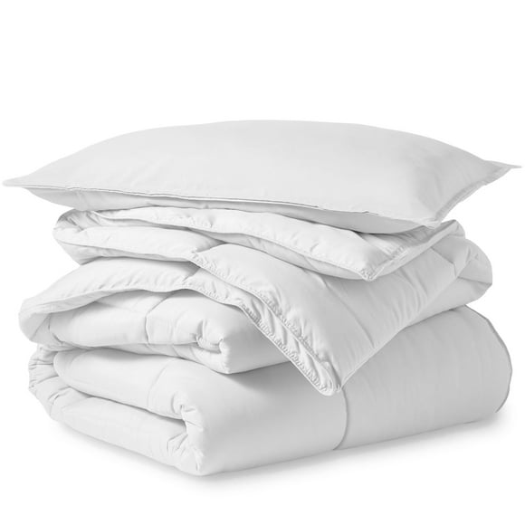 EASYCOT Luxurious Feather Down Alternative Comforter, Hotel Collection Duvet Insert Comforter for All Season,100% Soft Egyptian Cotton Shell with Corner Tabs 300 GSM White , Twin
