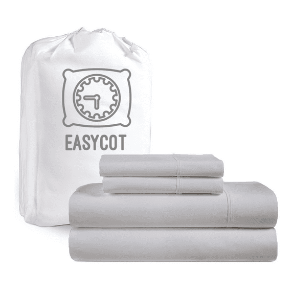 EASYCOT Queen Sheet Set 800 Thread Count Egyptian Cotton 4-Piece Deep Pocket 15" Soft & Breathable - Silver