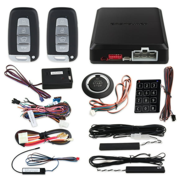 EASYGUARD EC002-K-NS Intelligent car Alarm kit with Passive keyless Entry Automatically Lock Unlock car Door Remote Start Push Start and Touch Password Entry Shock Sensor