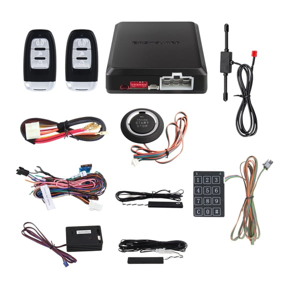 EASYGUARD EC002-NS PKE Passive Keyless Entry Car Alarm System Remote Start Starter Push Start Stop Button Touch Password Entry Shock Sensor Alarm