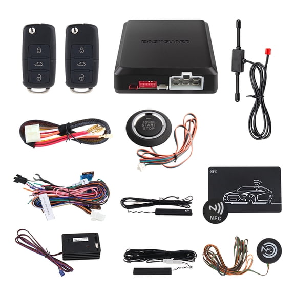 EASYGUARD EC002-V-NS Passive keyless Entry PKE car Alarm Push Button Start Remote Engine Start Touch Password keypad Entry Vibration Alarm DC12V