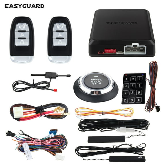EASYGUARD EC002-p2 Smart Key RFID PKE Car Alarm System Auto Start & Engine Start Stop Button & Touch Password Entry Rolling Code