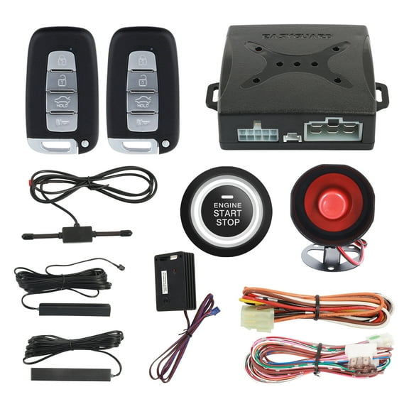 EASYGUARD EC003N-K-NS PKE Passive Keyless Entry Car Keyless Entry Security Alarm System Kit Remote Engine Starter Shock Sensor