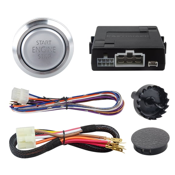 EASYGUARD ES002-P3 Universal Push Engine Start Button with Remote Engine Start for Automatic Transmission car Optional Compatible with car Alarm System DC12V