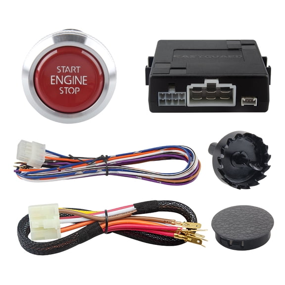EASYGUARD ES002-P4 Universal Push Engine Start Button with Remote Engine Start for Automatic Transmission car Optional Compatible with car Alarm System DC12V